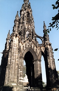 Scott Memorial with Sir Walter Scott seated beneath the canopy.