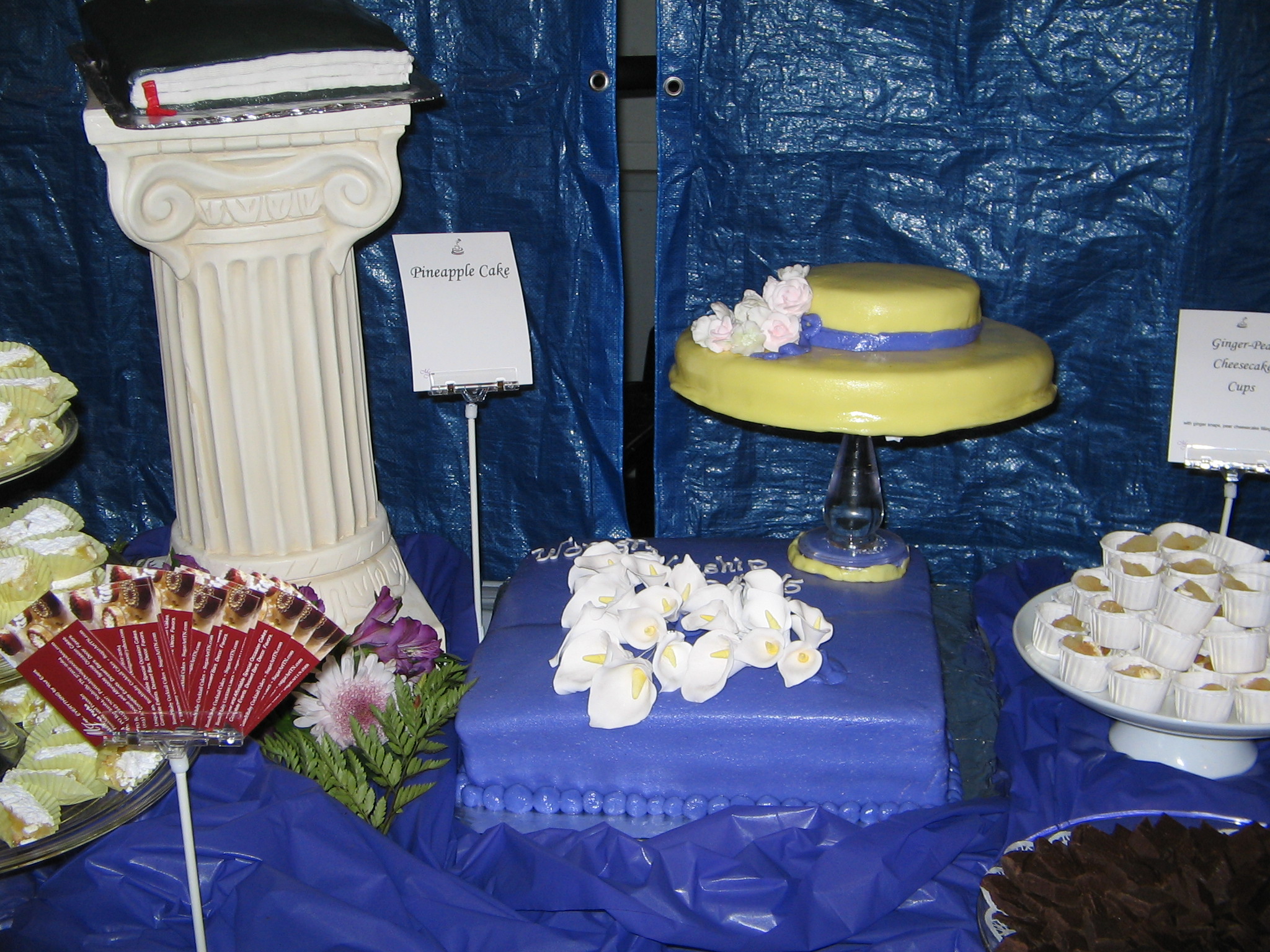 Hat and Bible with Square Calla Lily covered base cake for a spring Women's Workshop