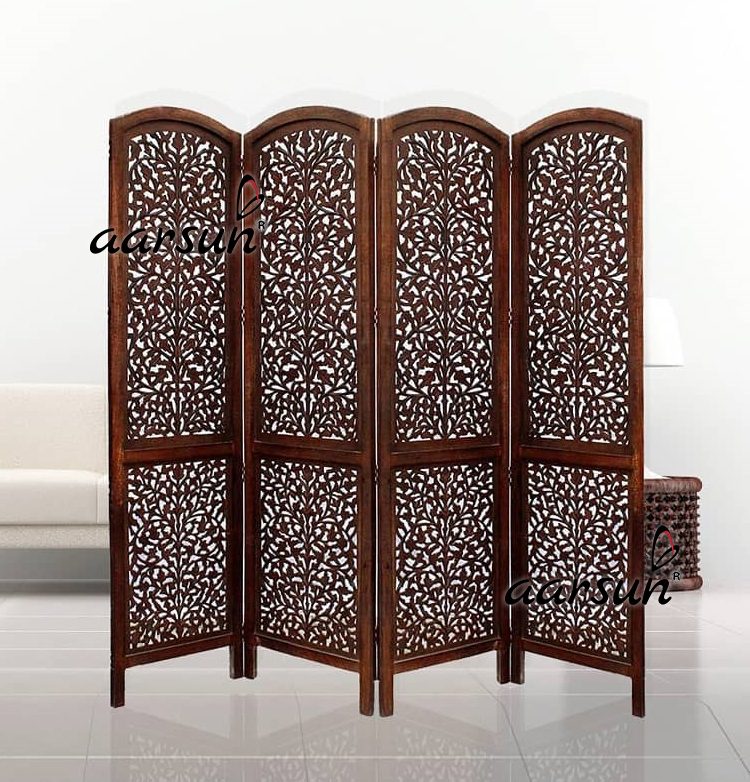 Foldable Room Divider Mango Wood & MDF NPART-501