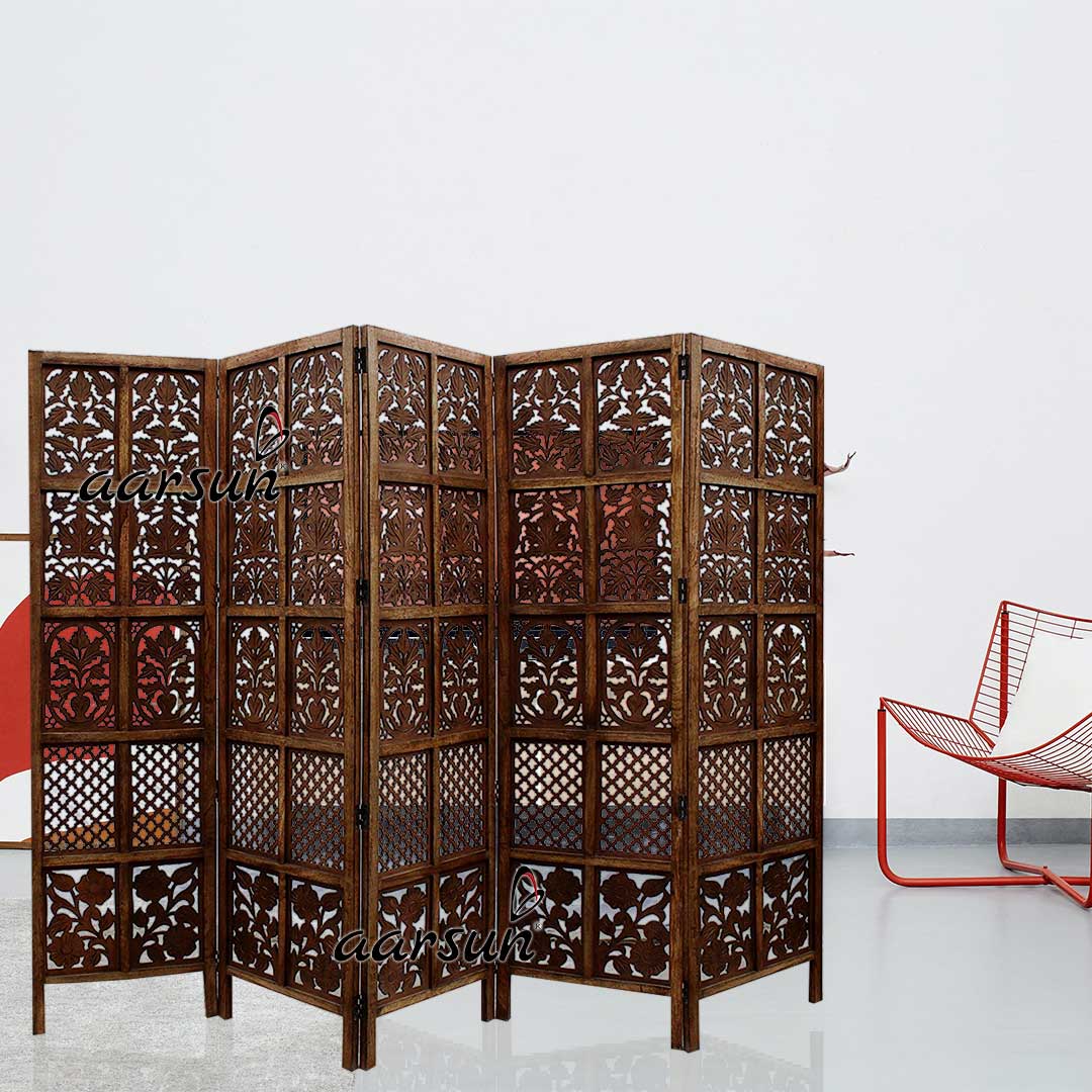 Room Divider 5 Panel in Mango Wood & MDF NTPRT-005 view 4