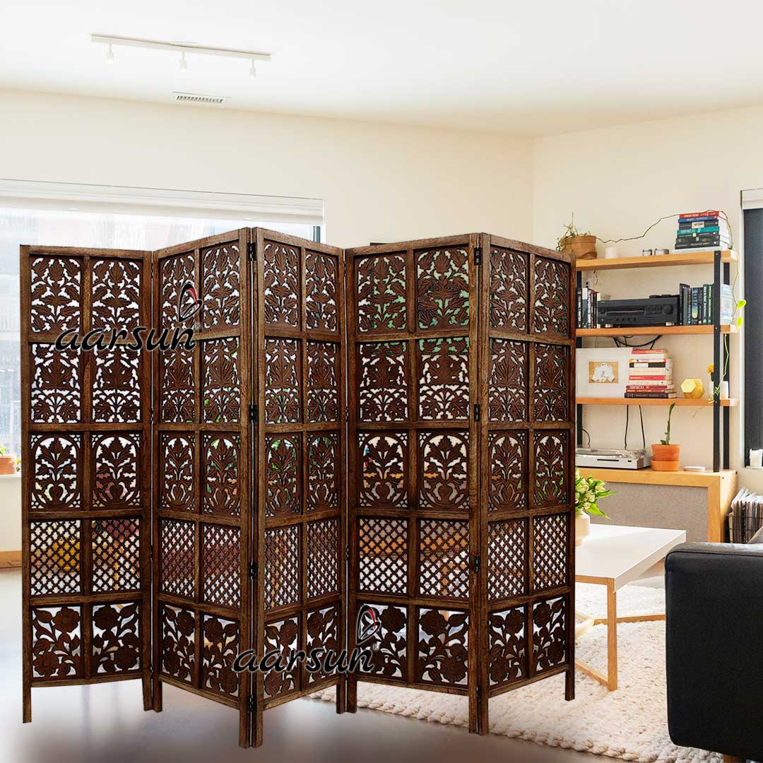 Room Divider 5 Panel in Mango Wood & MDF NTPRT-005 view 5