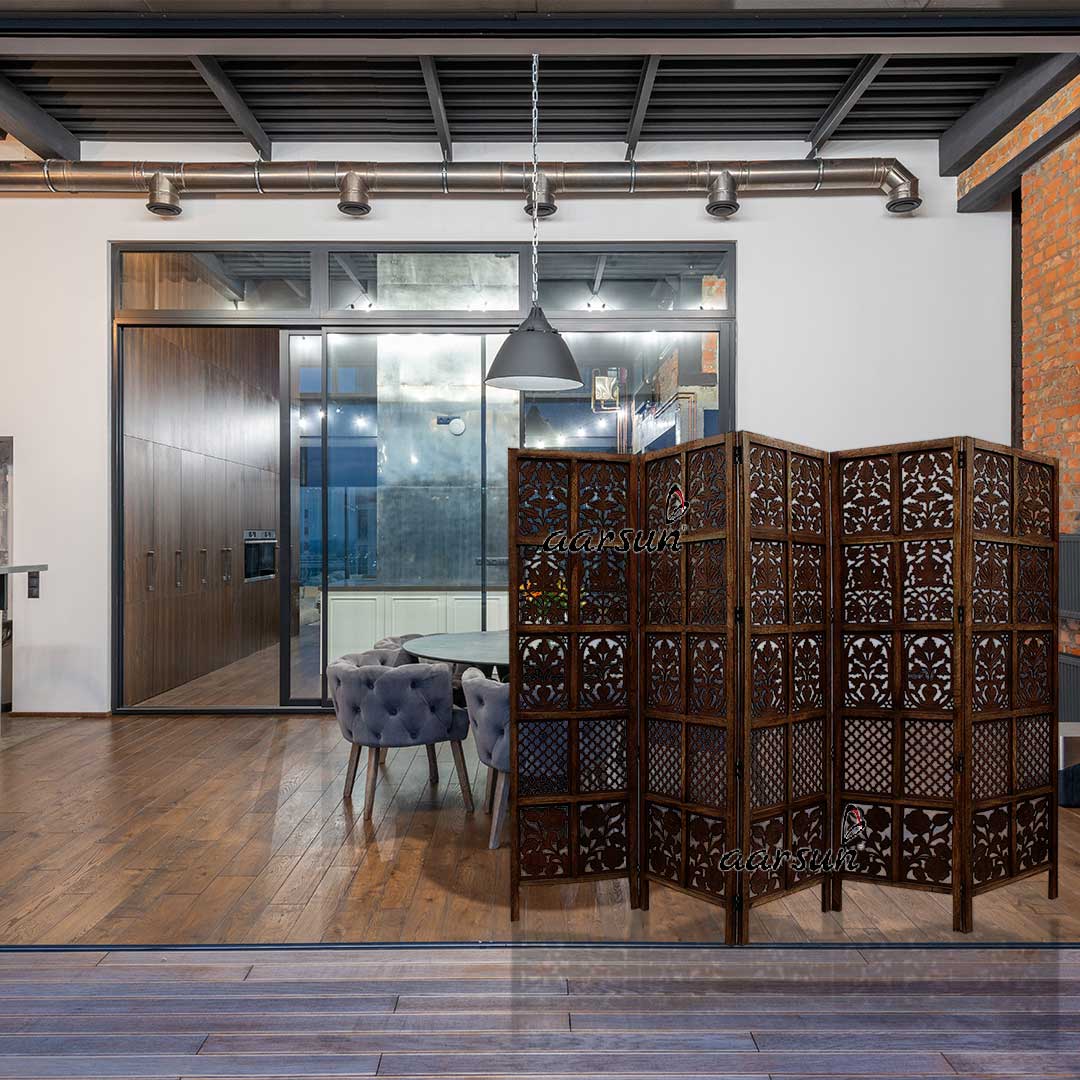 Room Divider 5 Panel in Mango Wood & MDF NTPRT-005 view 6