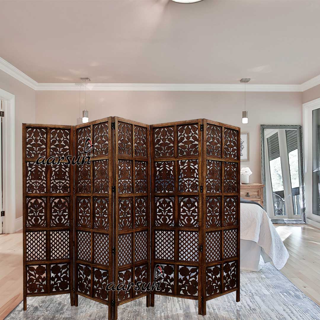 Room Divider 5 Panel in Mango Wood & MDF NTPRT-005 view 8