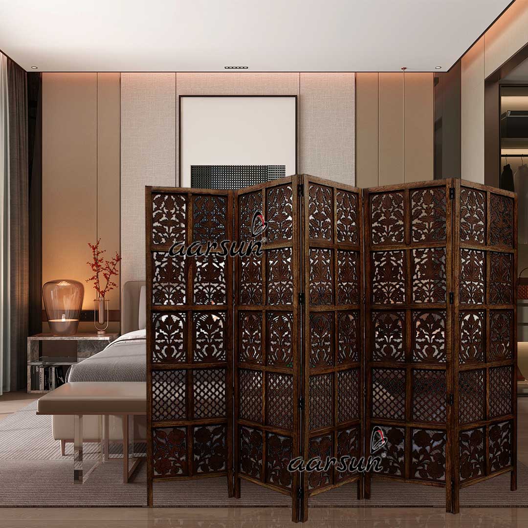 Room Divider 5 Panel in Mango Wood & MDF NTPRT-005 view 9