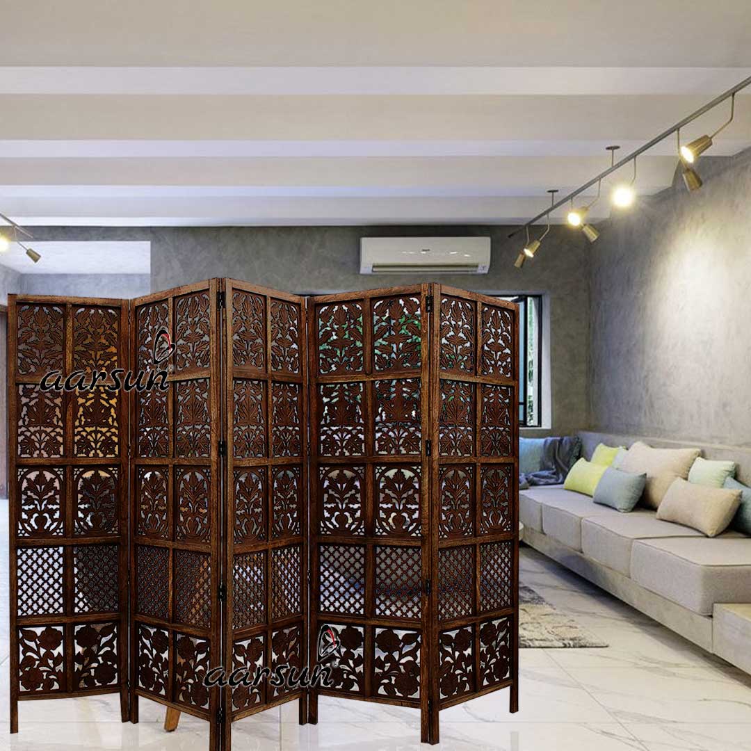 Room Divider 5 Panel in Mango Wood & MDF NTPRT-005 view 10