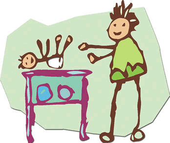Changing diapers at Debbie's Daycare!