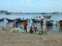 Bai Truoc - Front Beach - doesn't really have a beach just a small strip of sand/mud where fishermen prepare their boats and nets early in the morning. 
