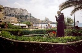 The figure of Father PADRE PIO has become ubiquitous all over Italy. Here in Sperlonga he watches over sun worshipers as they frolic on the beach along this very beautiful stretch of Italys coastline. 