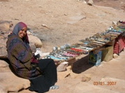 The local Bedouin women make a living sellling souvenirs along the path leading up to the Monastery. 