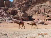 Besides the monumental tombs of Nabataean Royalty, such as the Treasury and the Monastery, numerous smaller tombs line the canyon walls.