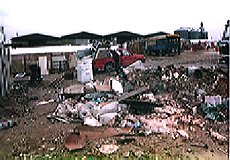 Garbage dumped close to the Evosmos dwellings.