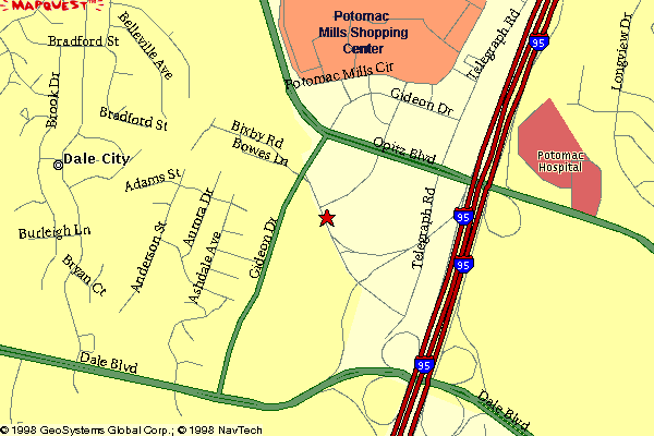 Map shows location of Days Inn