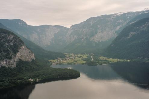 View of the lakes from above Halstatt