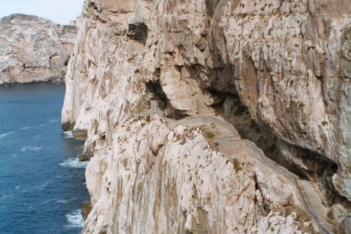 Stairs leading from the top of Capo Caccia down to the Nettuno Grotto