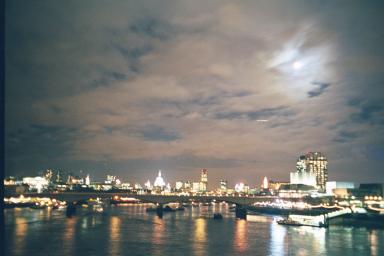 The London Night Sky, taken from Hungerford Bridge looking east towards Waterloo Bridge
