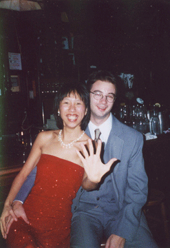 Ruloff's in Collegetown in Ithaca, NY just after we got engaged!