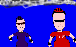 Chris and Dave in a scene from The Cycling Thing