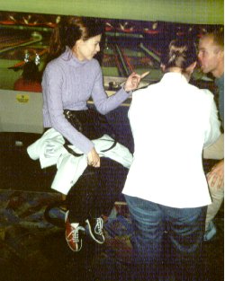 Senorita Sophia models the bowling shoes