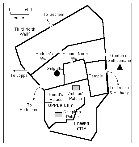 Map of Jerusalem circa 30 CE