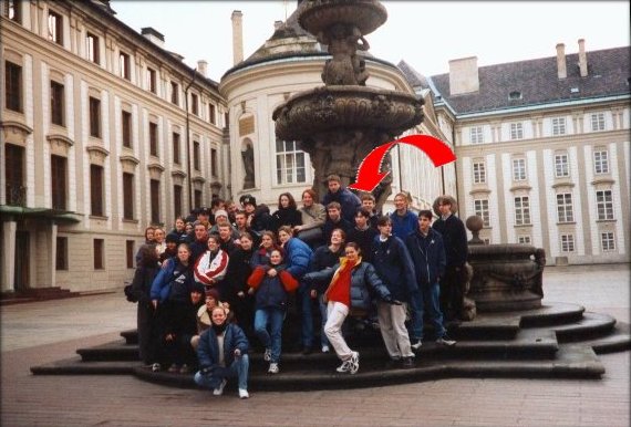 Us on a fountain