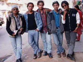 Sameer, Gulay, Sanat and Nima in the streets of Chabhil