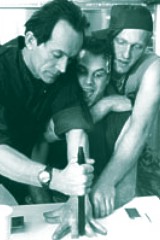 (l-r) Lance Henriksen, Bill Paxton, and Mike Rolston  &copy; 1986 Twentieth Century Fox