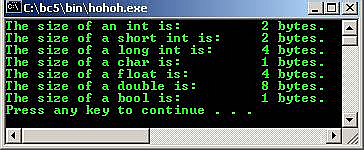 C output data type