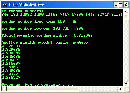 C C++ output functions rand and random