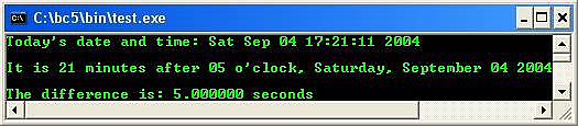 C C++ output function time and date