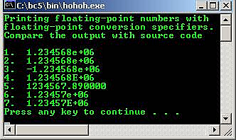 C output conversion specifier float