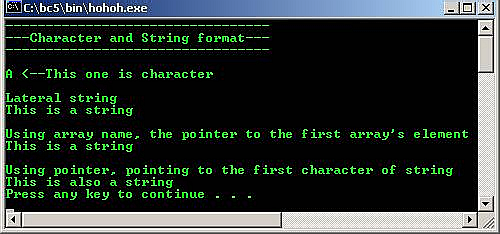C output characters vs strings