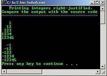 C output right justified