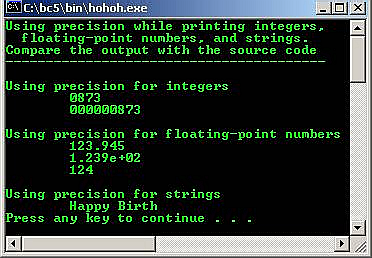 C output precision printing