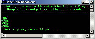 C output format control string flags