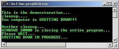 C C++ output atexit