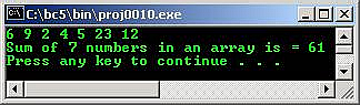 C C++ output array total element