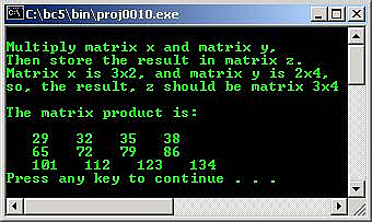 C C++ output 2 dimensional array matrices