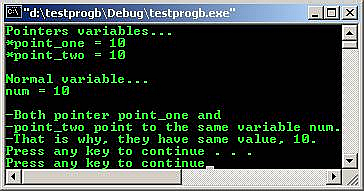 C C++ output pointer variables example