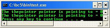 C C++ output  NULL pointer