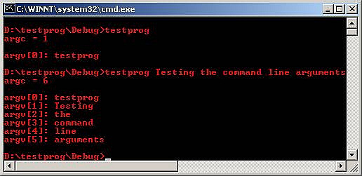 C C++ output arrays of pointers command line arguments