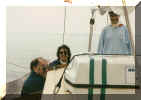 Kerry, Jo and Charles aboard Tanglewind in The Solent.