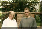 George and Hamish in the garden, in Norfolk.