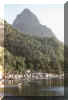 The fishing village of Soufriere, below The Pitons
