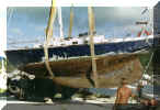 Clearly visible damage as we are hauled out.