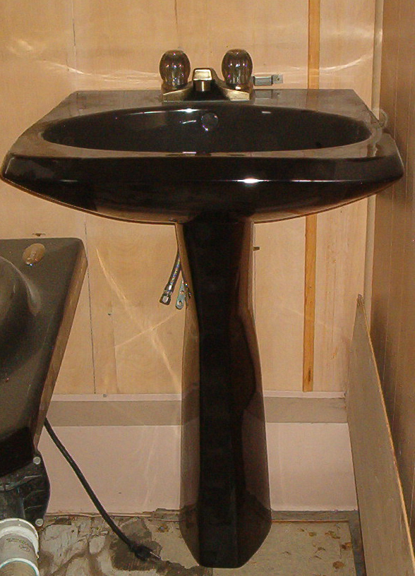 Black pedestal sink