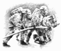 firefighters with hose