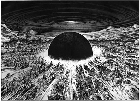 A recreation of the frist atomic bomb test. (explosion from the animation AKIRA)
