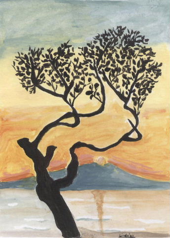 Painting, Sunset Tree