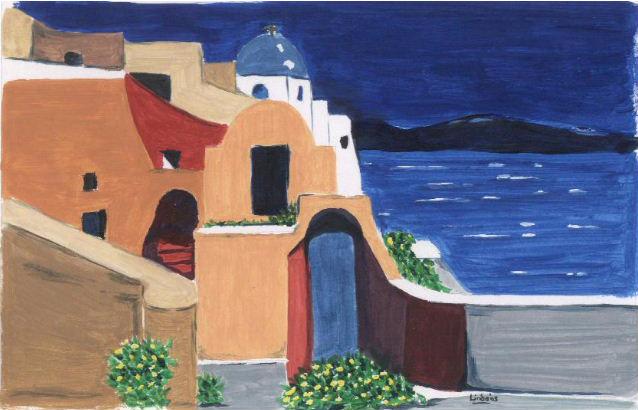 Painting, Vibrant Greece(Acrylic)