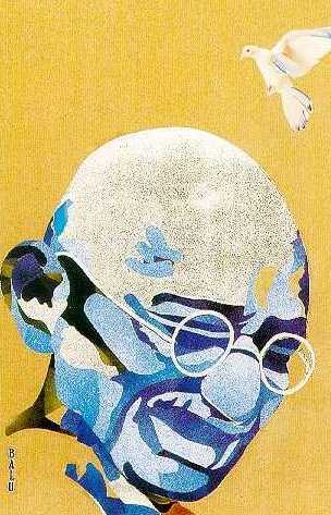 Mahatma Gandhi - Paper collage by V.Balu. &copy; V.Balu, Bangalore, India